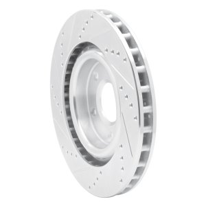 Cadillac XLR Brake Rotor (1) - Front Right - R1 Concepts - Drilled & Slotted - Silver - `05-`13